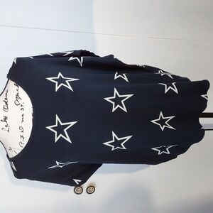 David Bitton- Womens Black Top W/ White Stars Short sleeves New! Sz.M